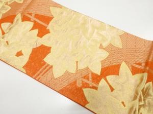 絽　楓に橋模様織り出し　袋帯